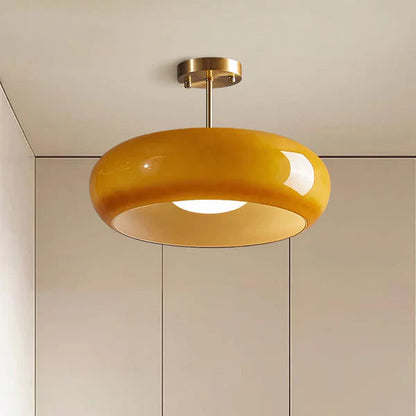 Plafondlamp Retro met Ronde Glazen Kap in Semi-Inbouw Stijl