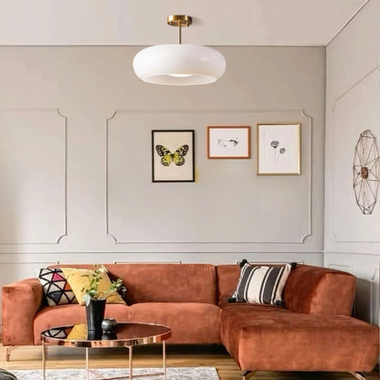 Plafondlamp Retro met Ronde Glazen Kap in Semi-Inbouw Stijl
