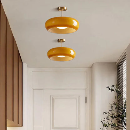 Plafondlamp Retro met Ronde Glazen Kap in Semi-Inbouw Stijl