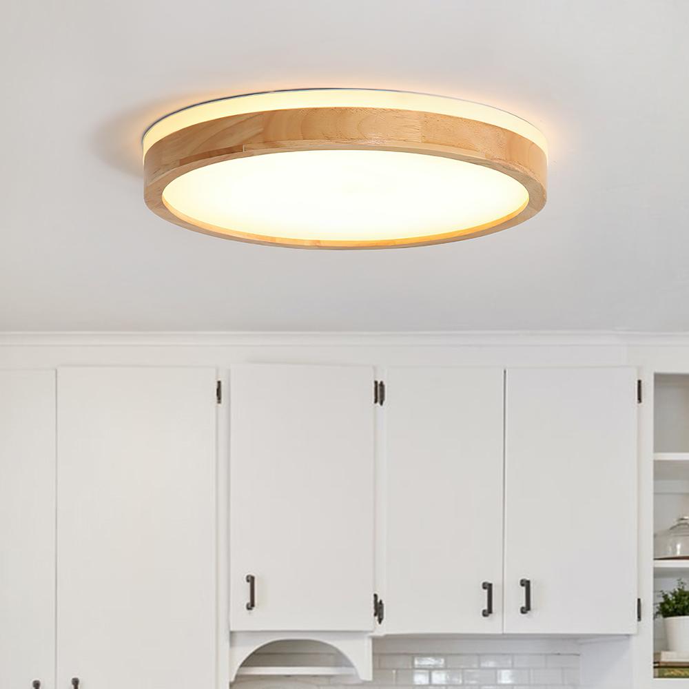 Plafondlamp Scandinavisch met Houten Rand en Dimbare Geïntegreerde LED