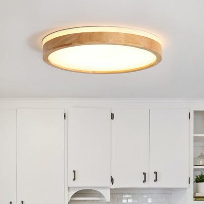 Plafondlamp Scandinavisch met Houten Rand en Dimbare Geïntegreerde LED