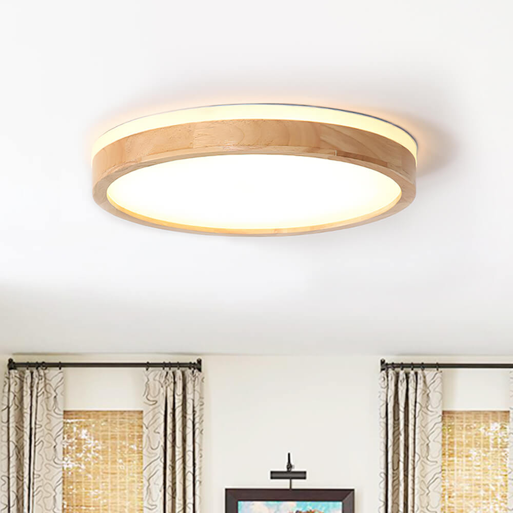 Plafondlamp Scandinavisch met Houten Rand en Dimbare Geïntegreerde LED