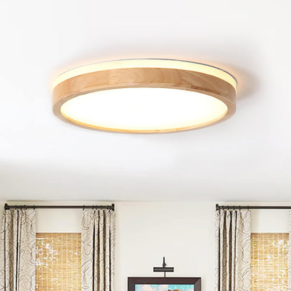Plafondlamp Scandinavisch met Houten Rand en Dimbare Geïntegreerde LED