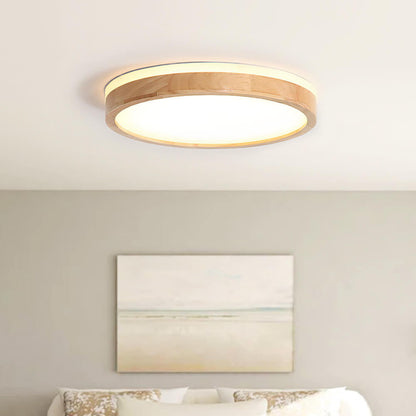 Plafondlamp Scandinavisch met Houten Rand en Dimbare Geïntegreerde LED