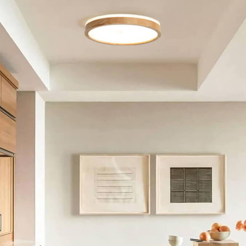 Plafondlamp Scandinavisch met Houten Rand en Dimbare Geïntegreerde LED