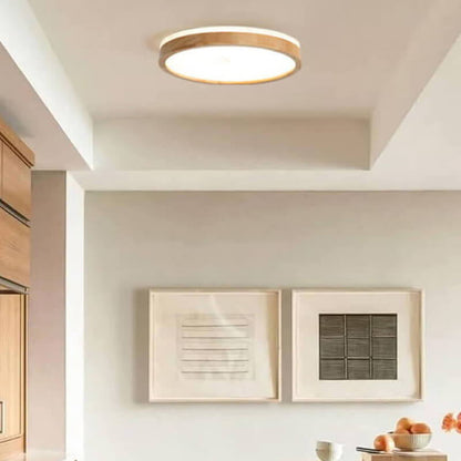 Plafondlamp Scandinavisch met Houten Rand en Dimbare Geïntegreerde LED