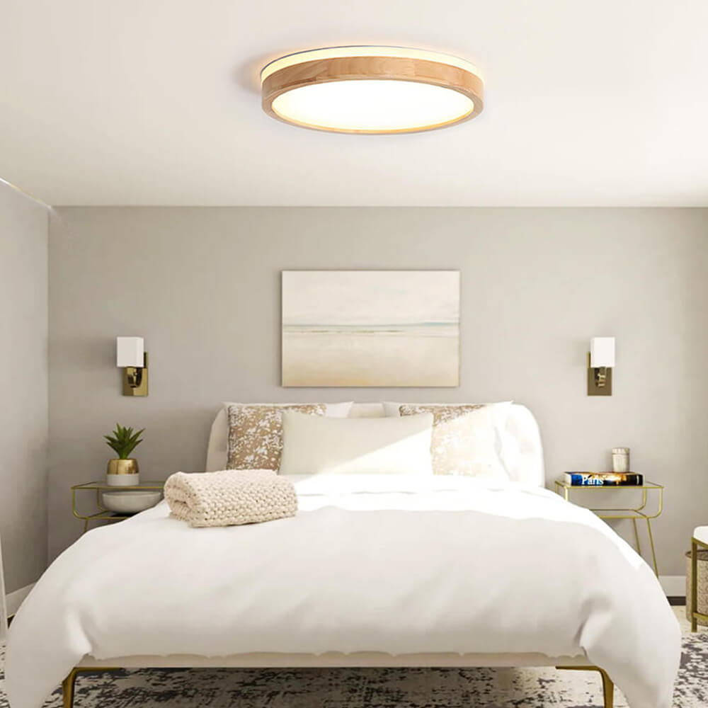 Plafondlamp Scandinavisch met Houten Rand en Dimbare Geïntegreerde LED
