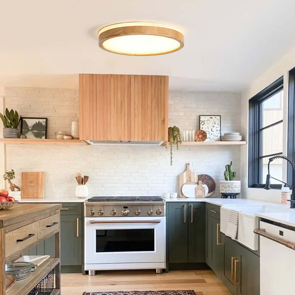 Plafondlamp Scandinavisch met Houten Rand en Dimbare Geïntegreerde LED