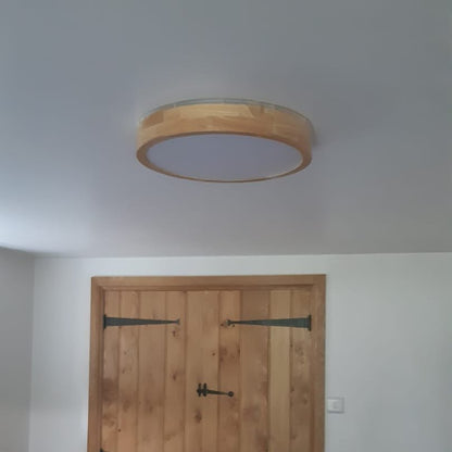 Plafondlamp Scandinavisch met Houten Rand en Dimbare Geïntegreerde LED