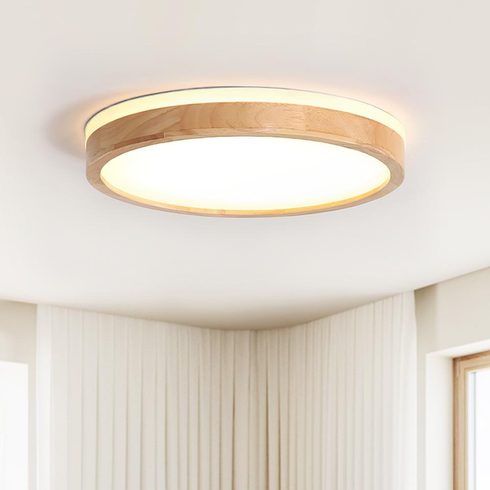 Plafondlamp Scandinavisch met Houten Rand en Dimbare Geïntegreerde LED