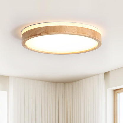 Plafondlamp Scandinavisch met Houten Rand en Dimbare Geïntegreerde LED