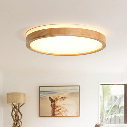 Plafondlamp Scandinavisch met Houten Rand en Dimbare Geïntegreerde LED