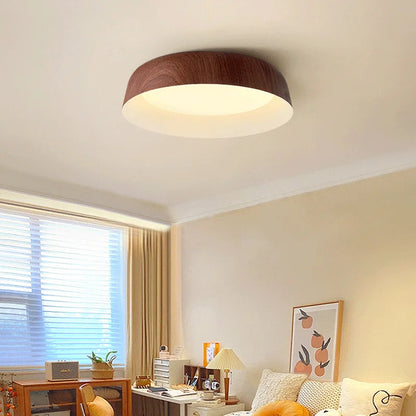 Plafondlamp Scandinavisch met Houtlook Kap en Geïntegreerde LED
