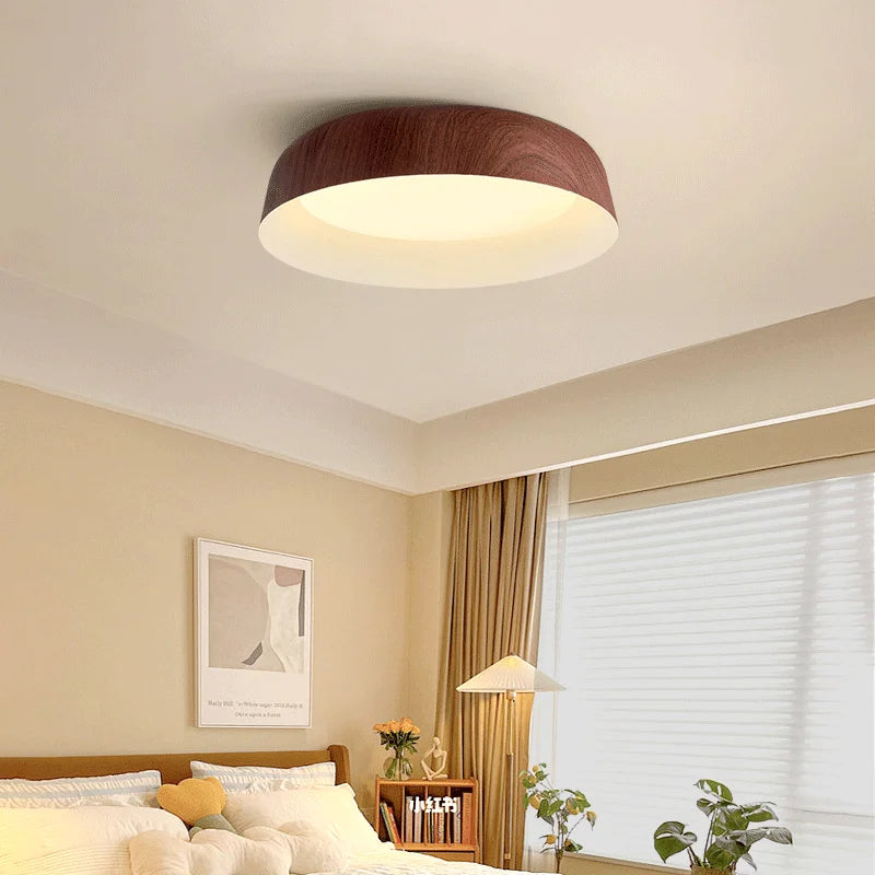 Plafondlamp Scandinavisch met Houtlook Kap en Geïntegreerde LED