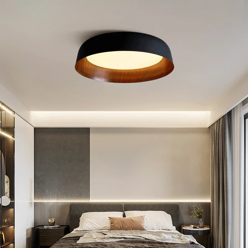 Plafondlamp Scandinavisch met Houtlook Kap en Geïntegreerde LED ##POS:6##