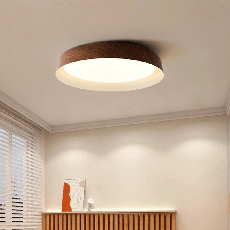 Plafondlamp Scandinavisch met Houtlook Kap en Geïntegreerde LED