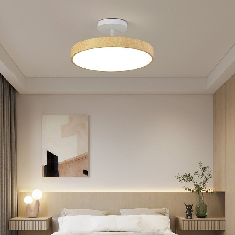 Plafondlamp Scandinavisch met Ronde Houten Rand en Geïntegreerde LED