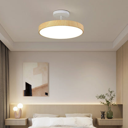 Plafondlamp Scandinavisch met Ronde Houten Rand en Geïntegreerde LED