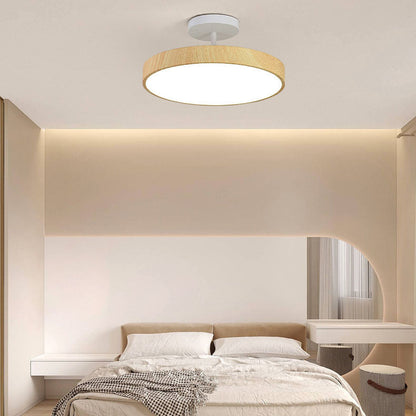 Plafondlamp Scandinavisch met Ronde Houten Rand en Geïntegreerde LED