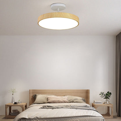 Plafondlamp Scandinavisch met Ronde Houten Rand en Geïntegreerde LED