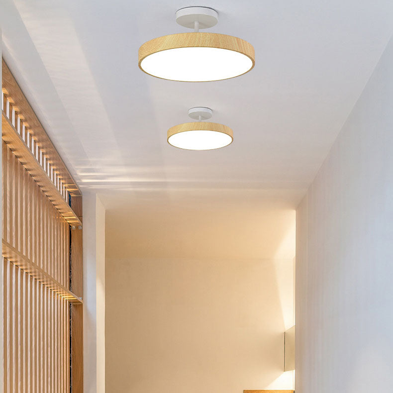 Plafondlamp Scandinavisch met Ronde Houten Rand en Geïntegreerde LED