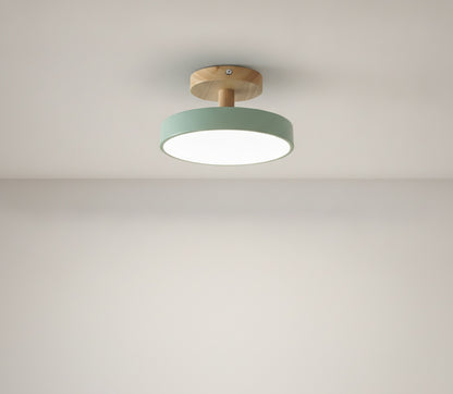 Plafondlamp Scandinavisch met Ronde Kap en Houten Basis