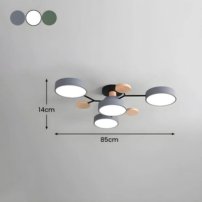 Plafondlamp Scandinavisch met Ronde LED Kappen en Houten Accenten