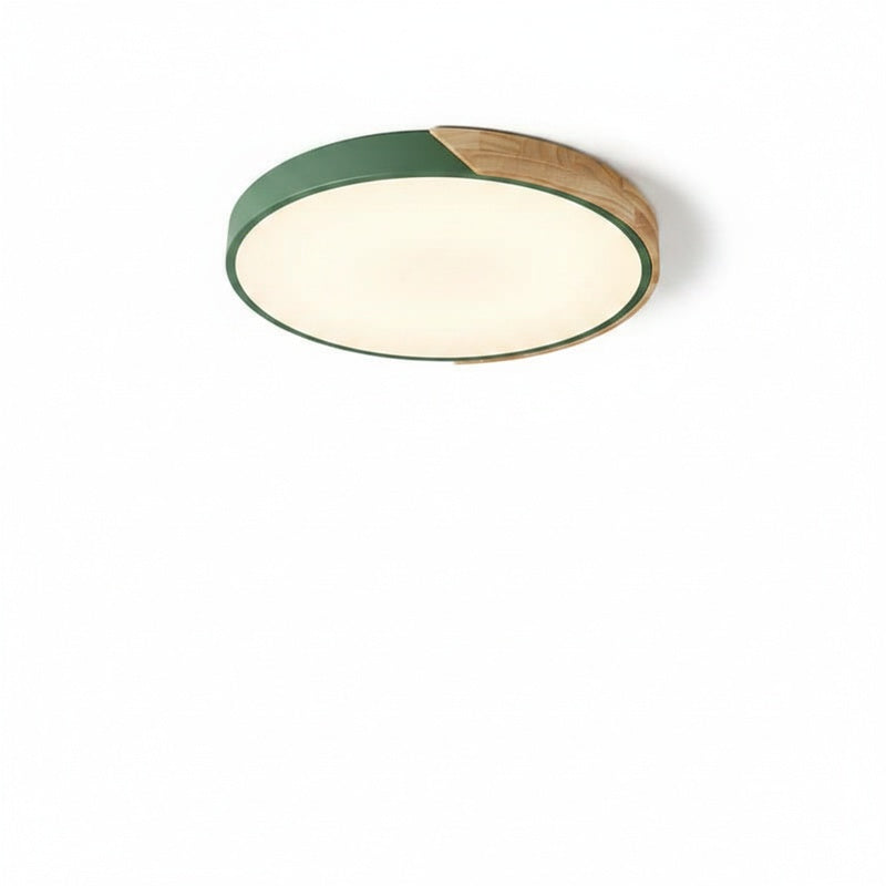 Plafondlamp Scandinavisch Rond met Hout en Dimfunctie via Afstandsbediening