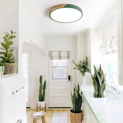 Plafondlamp Scandinavisch Rond met Hout en Dimfunctie via Afstandsbediening