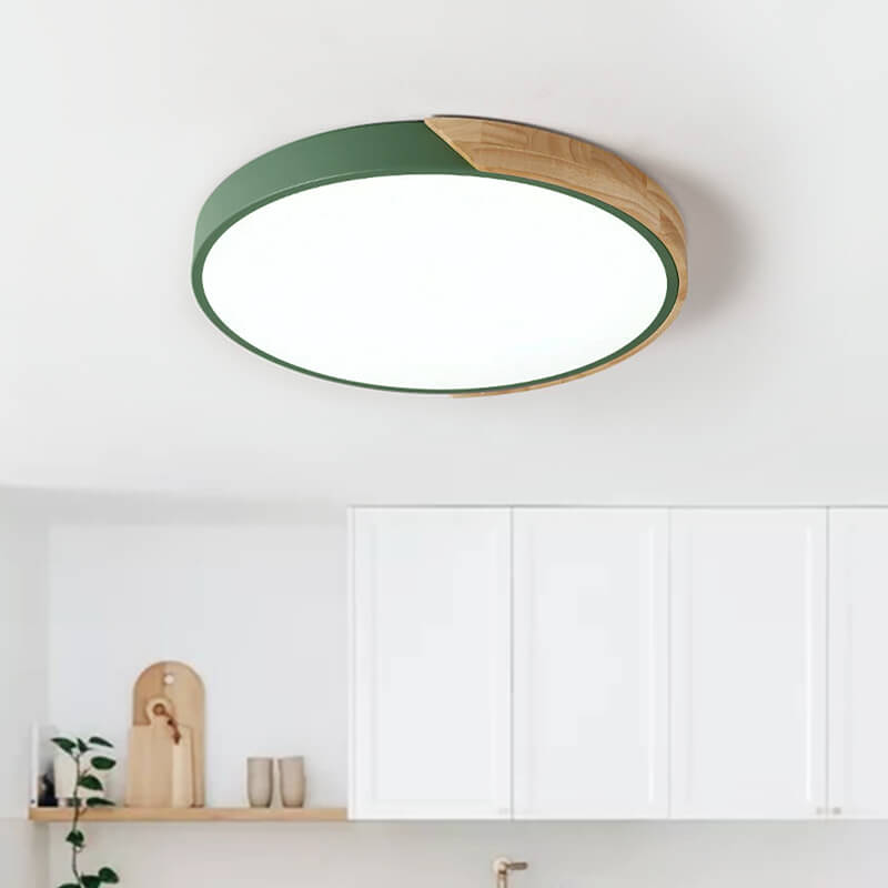 Plafondlamp Scandinavisch Rond met Hout en Dimfunctie via Afstandsbediening