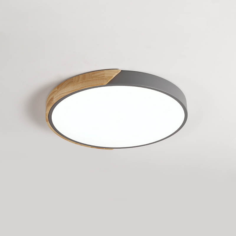 Plafondlamp Scandinavisch Rond met Hout en Dimfunctie via Afstandsbediening