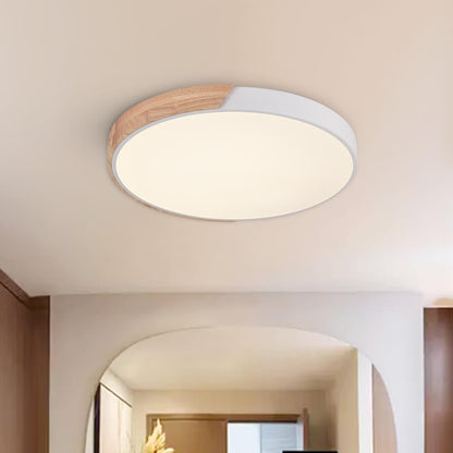 Plafondlamp Scandinavisch Rond met Hout en Dimfunctie via Afstandsbediening