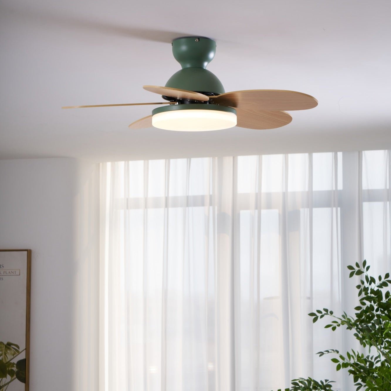 Plafondventilator met Lamp Bloembladdesign DC Motor 6 Snelheden