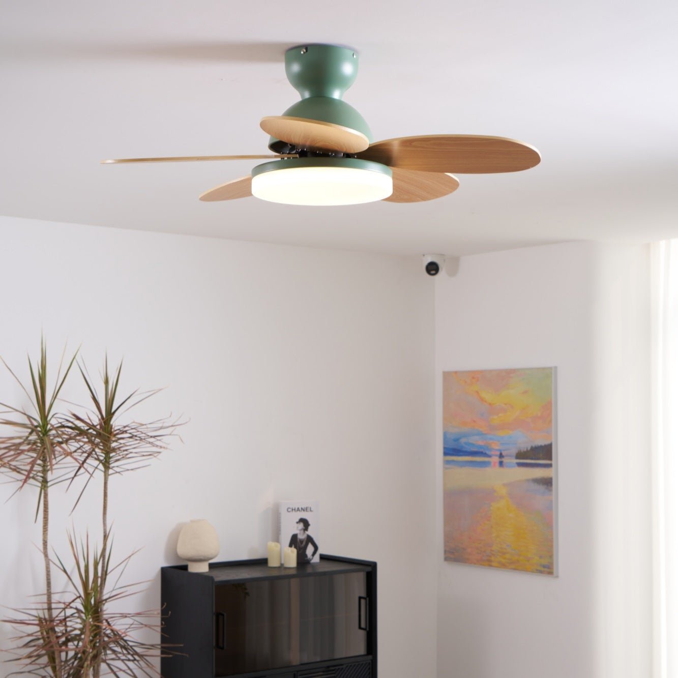 Plafondventilator met Lamp Bloembladdesign DC Motor 6 Snelheden