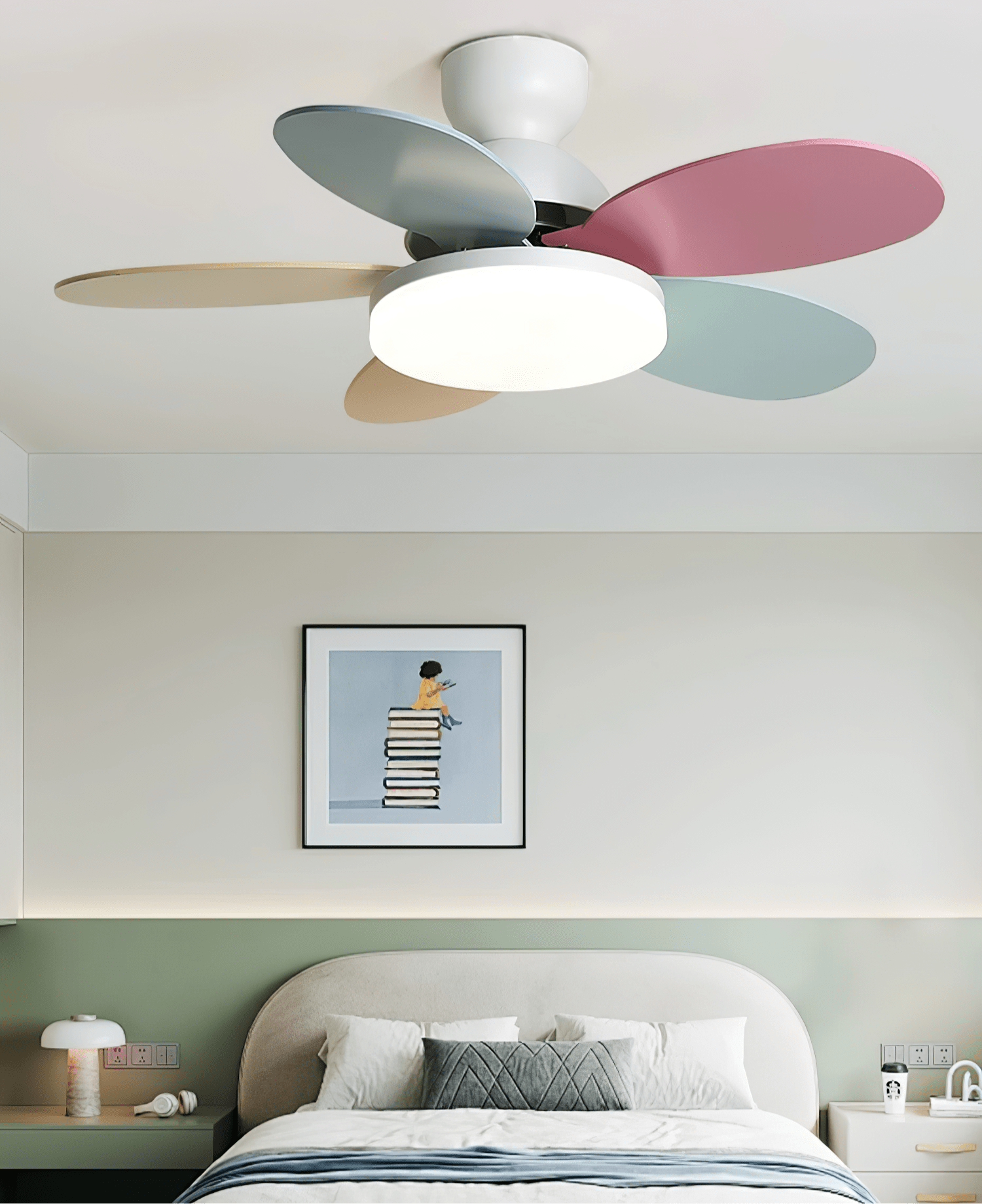 Plafondventilator met Lamp Bloembladdesign DC Motor 6 Snelheden
