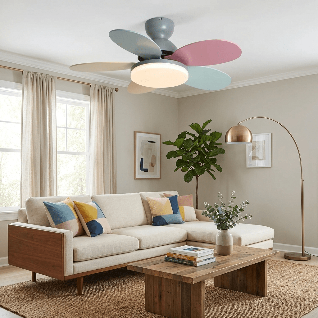 Plafondventilator met Lamp Bloembladdesign DC Motor 6 Snelheden