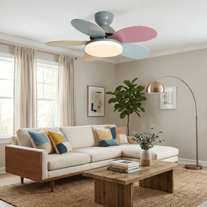 Plafondventilator met Lamp Bloembladdesign DC Motor 6 Snelheden