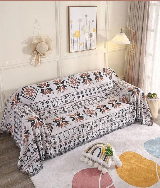 Plaid Deken met Boho Aztec Patroon en Franjes voor Bank of Bed ##POS:18##