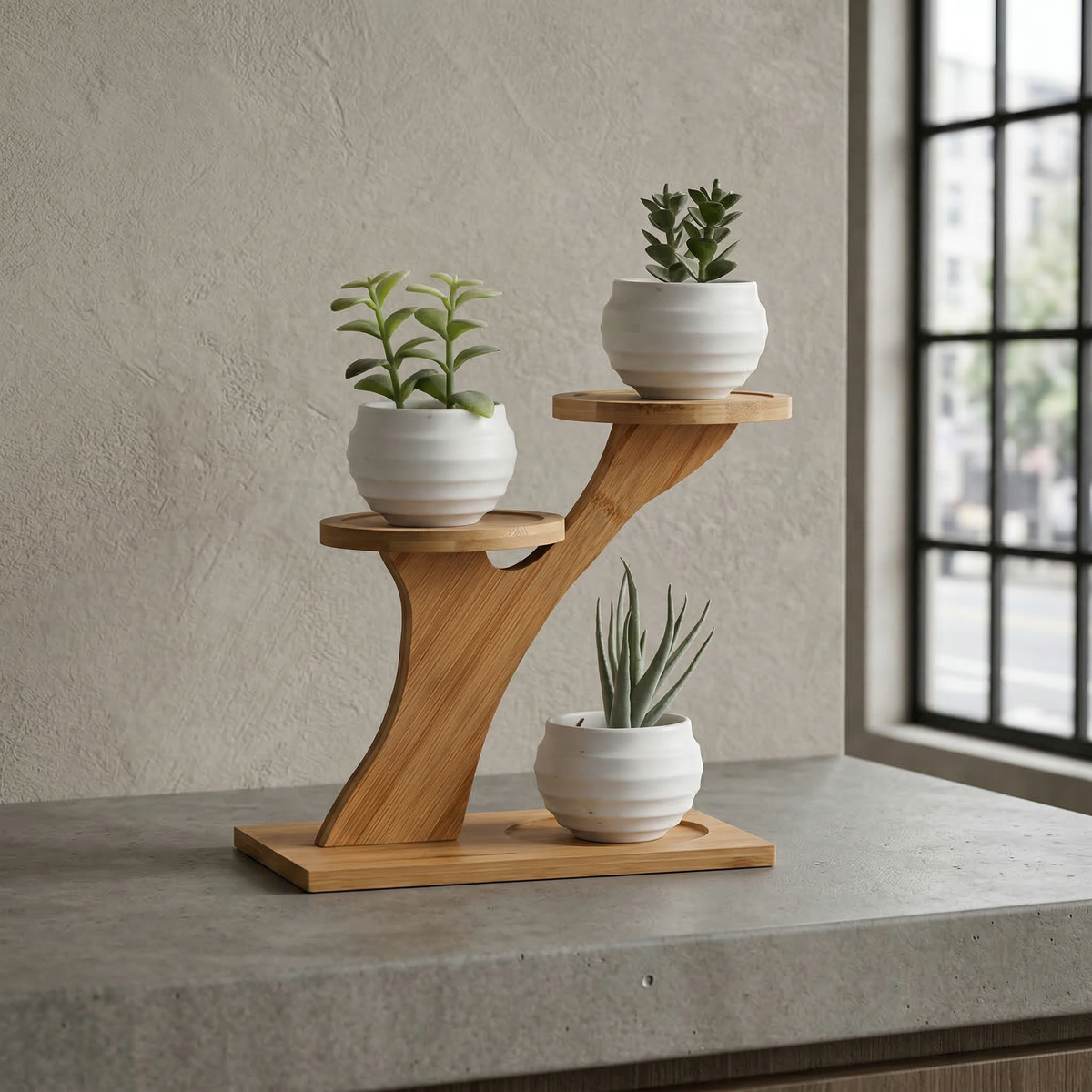 Plantenstandaard Bamboe met 3 Niveaus en Boomvorm Design