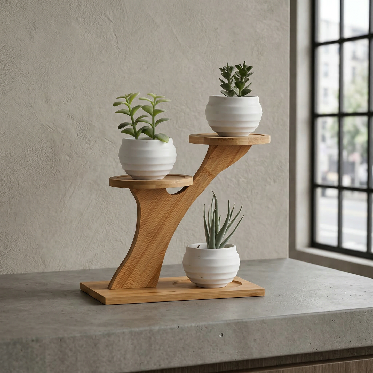 Plantenstandaard Bamboe met 3 Niveaus en Boomvorm Design