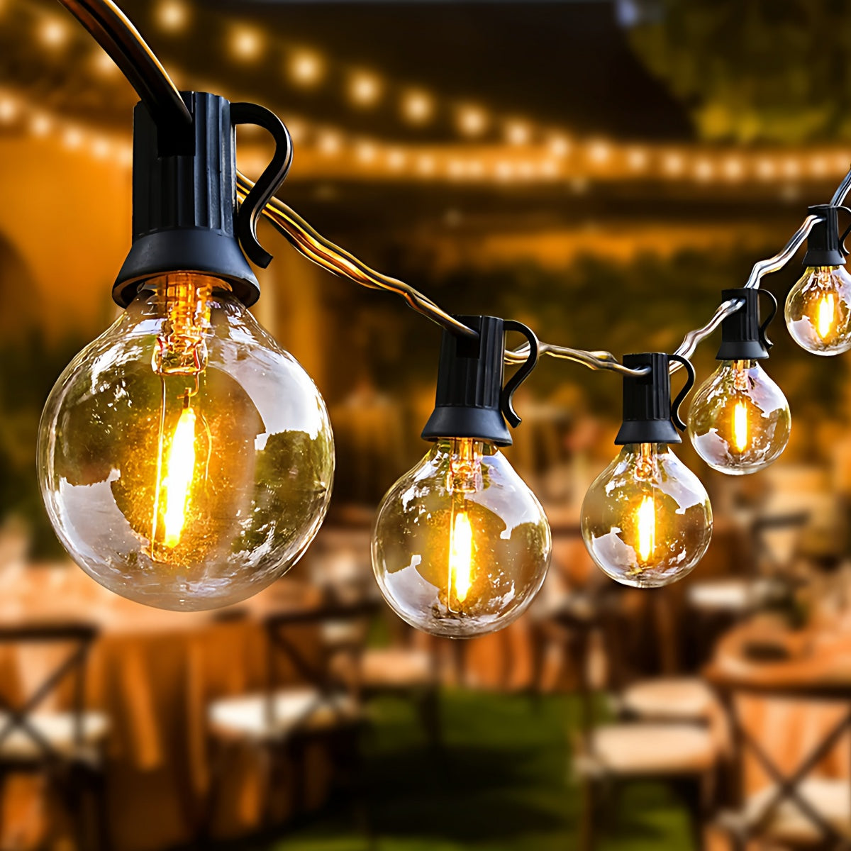 Prikkabelverlichting Buiten Vintage met Ronde LED Lampen voor Tuin en Terras