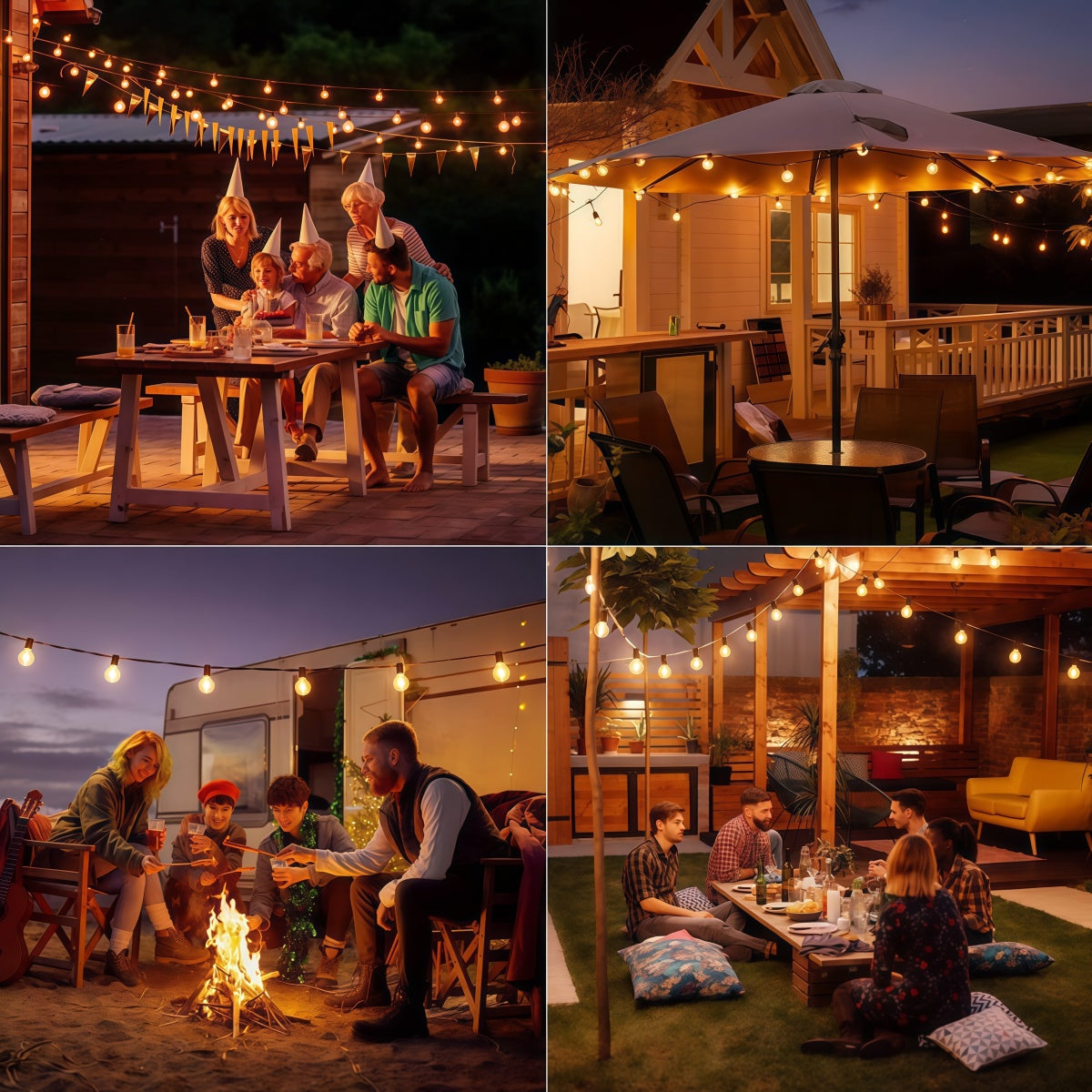 Prikkabelverlichting Buiten Vintage met Ronde LED Lampen voor Tuin en Terras