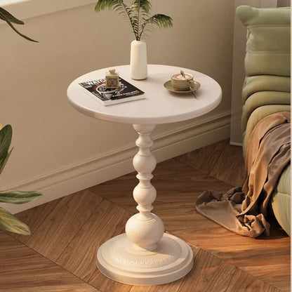 Ronde Bijzettafel Vintage met Gedraaide Voet en Rond Blad
