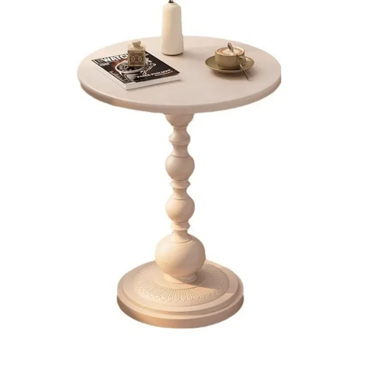 Ronde Bijzettafel Vintage met Gedraaide Voet en Rond Blad