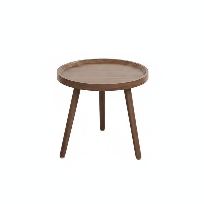 Ronde Houten Bijzettafel Scandinavisch met Dienblad Top en Drie Poten