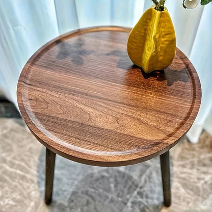 Ronde Houten Bijzettafel Scandinavisch met Dienblad Top en Drie Poten