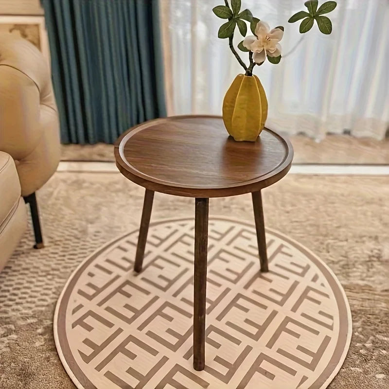 Ronde Houten Bijzettafel Scandinavisch met Dienblad Top en Drie Poten