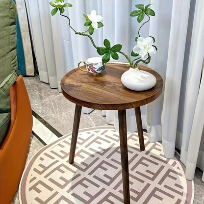 Ronde Houten Bijzettafel Scandinavisch met Dienblad Top en Drie Poten