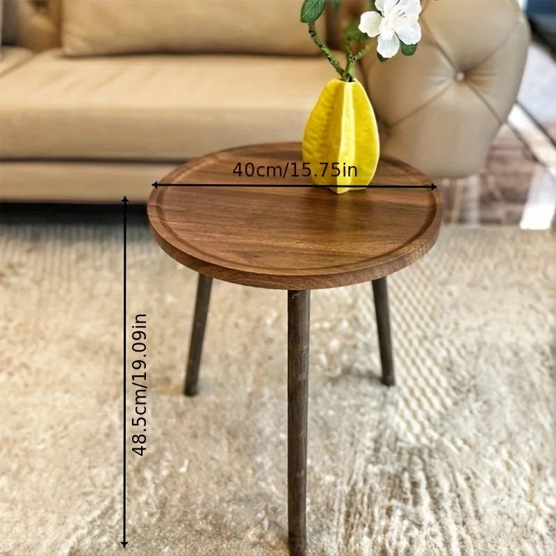 Ronde Houten Bijzettafel Scandinavisch met Dienblad Top en Drie Poten