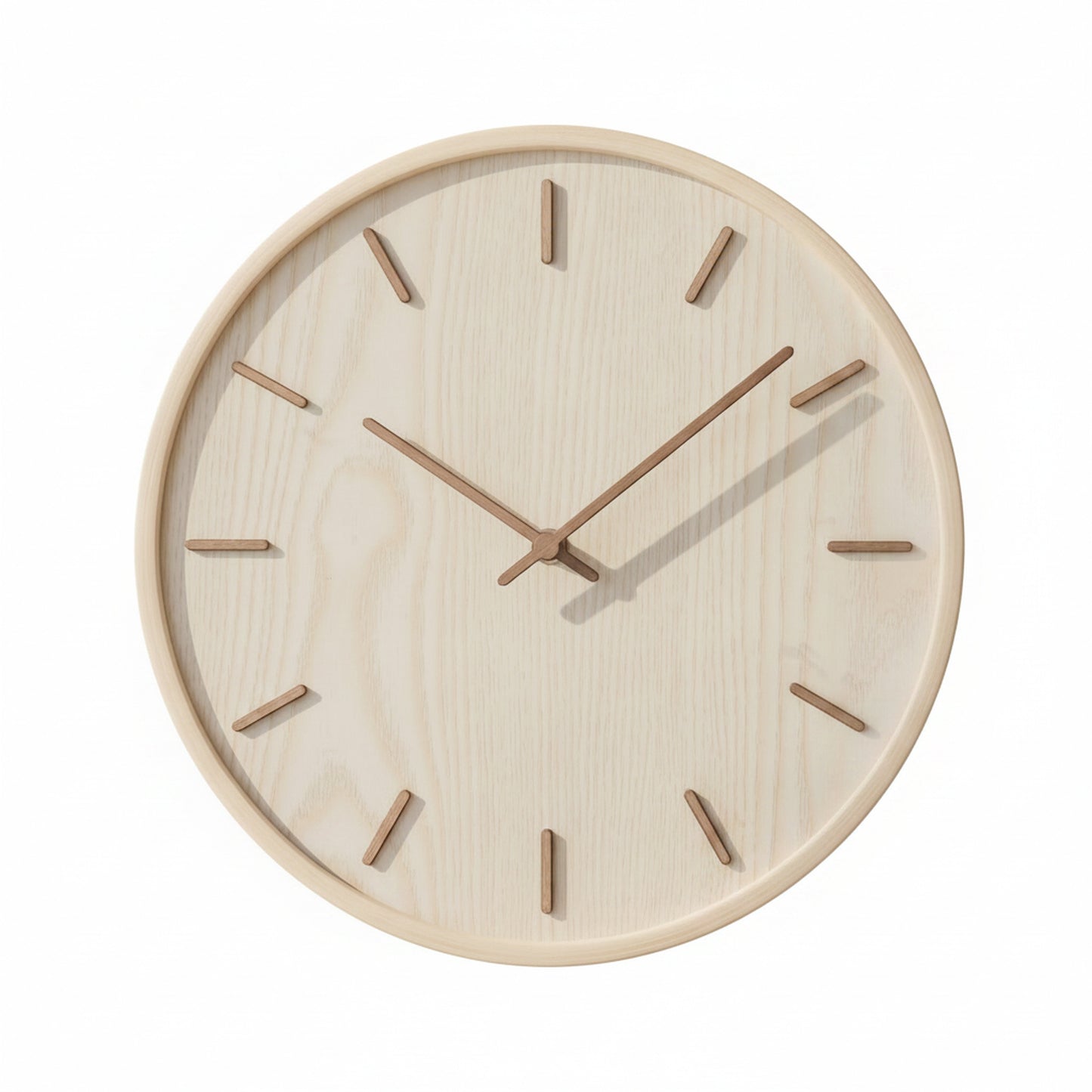 Ronde Wandklok Scandinavisch Minimalistisch met Houten Wijzerplaat en Stil Uurwerk